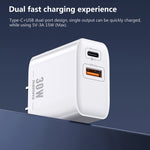 شاحن سريع REMAX RP-U82 بقدرة 30 واط بمنفذ USB وUSB-C/Type-C مزدوج، قابس CN، قابس المملكة المتحدة، قابس الولايات المتحدة