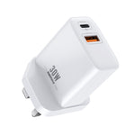 شاحن سريع REMAX RP-U82 بقدرة 30 واط بمنفذ USB وUSB-C/Type-C مزدوج، قابس CN، قابس المملكة المتحدة، قابس الولايات المتحدة