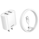 مجموعة شاحن سريع REMAX RP-U35 سلسلة Jane بمنفذين USB بقوة 2.1 أمبير، 8 دبابيس، Micro USB، USB-C/Type-C