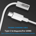 كابل شحن 100 واط 5 دبابيس MagSafe 1 (على شكل L) إلى USB-C / Type-C PD، طول الكابل: 1.8 متر، MagSafe 1 (على شكل L)