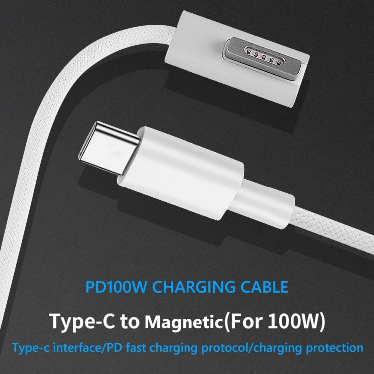 كابل شحن 100 واط 5 دبابيس MagSafe 1 (على شكل L) إلى USB-C / Type-C PD، طول الكابل: 1.8 متر، MagSafe 1 (على شكل L)