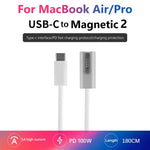 كابل شحن 100 واط 5 دبابيس MagSafe 1 (على شكل L) إلى USB-C / Type-C PD، طول الكابل: 1.8 متر، MagSafe 1 (على شكل L)