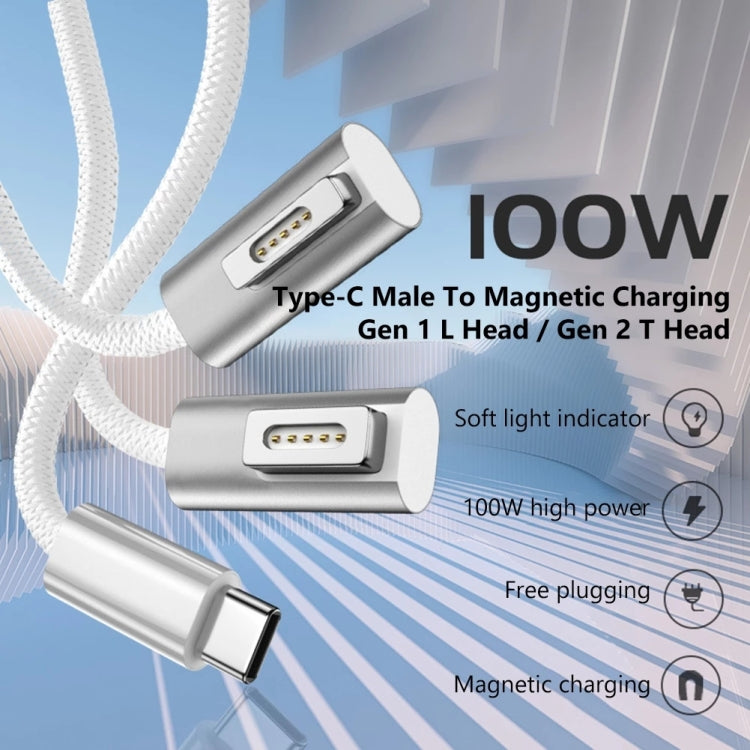 كابل شحن 100W 5 دبابيس MagSafe 2 (على شكل T) إلى USB-C / Type-C PD، طول الكابل: 1.8 متر، MagSafe 2 (على شكل T)