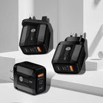 شاحن سفر بمنافذ PD Type-C بقوة 25 واط + USB QC3.0، قابس الولايات المتحدة، قابس الاتحاد الأوروبي