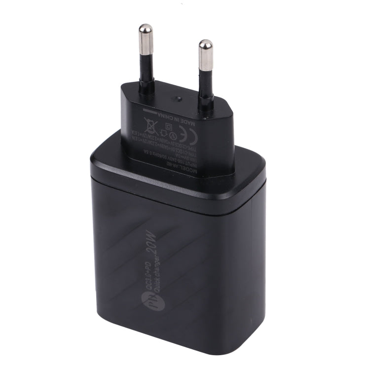 شاحن سفر جداري 3 في 1 AR-892 QC3.0 PD20W USB + USB-C / Type-C، قابس الاتحاد الأوروبي، قابس المملكة المتحدة