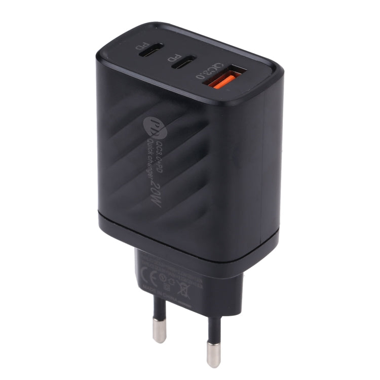 شاحن سفر جداري 3 في 1 AR-892 QC3.0 PD20W USB + USB-C / Type-C، قابس الاتحاد الأوروبي، قابس المملكة المتحدة