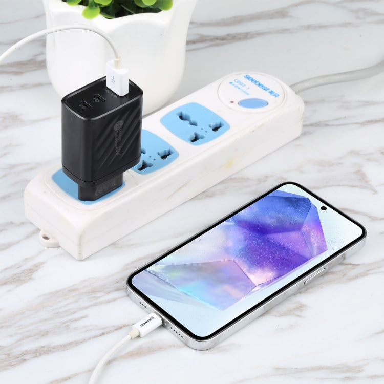 شاحن سفر جداري 3 في 1 AR-892 QC3.0 PD20W USB + USB-C / Type-C، قابس الاتحاد الأوروبي، قابس المملكة المتحدة