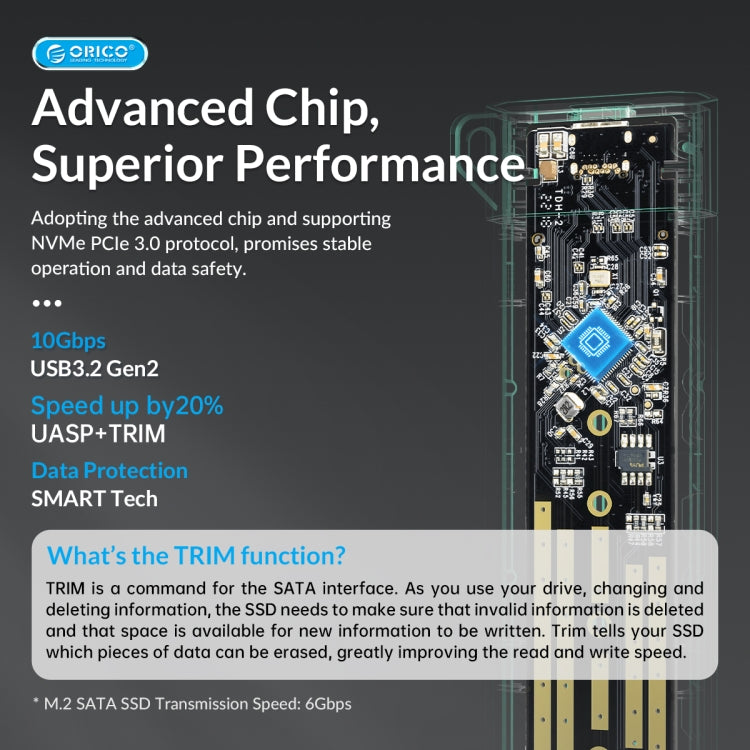 غلاف ORICO-USB3.1 Gen1 Type-C بسرعة 6Gbps لوحدة تخزين M.2 SATA SSD