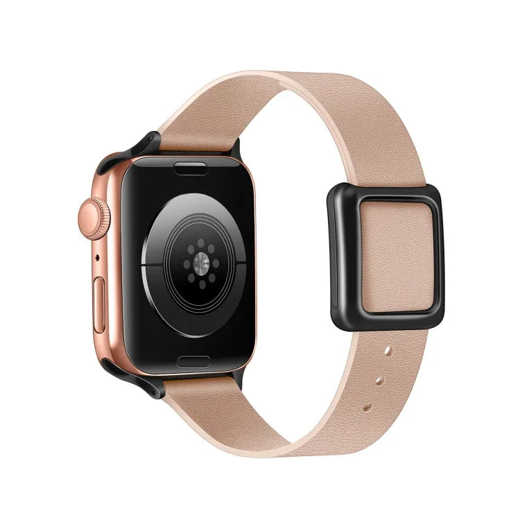 سوار ساعة بمشبك مربع مغناطيسي أسود لسلسلة Apple Watch، 7 45مم / 6&SE&5&4 44مم / 3&2&1 42مم، 7 41مم / 6&SE&5&4 40مم / 3&2&1 38مم
