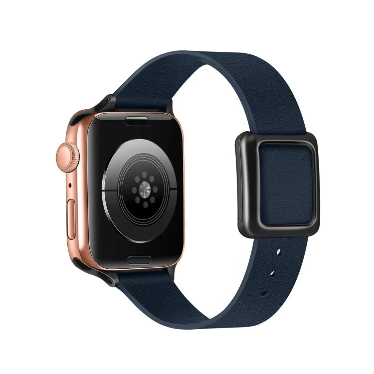 سوار ساعة بمشبك مربع مغناطيسي أسود لسلسلة Apple Watch، 7 45مم / 6&SE&5&4 44مم / 3&2&1 42مم، 7 41مم / 6&SE&5&4 40مم / 3&2&1 38مم