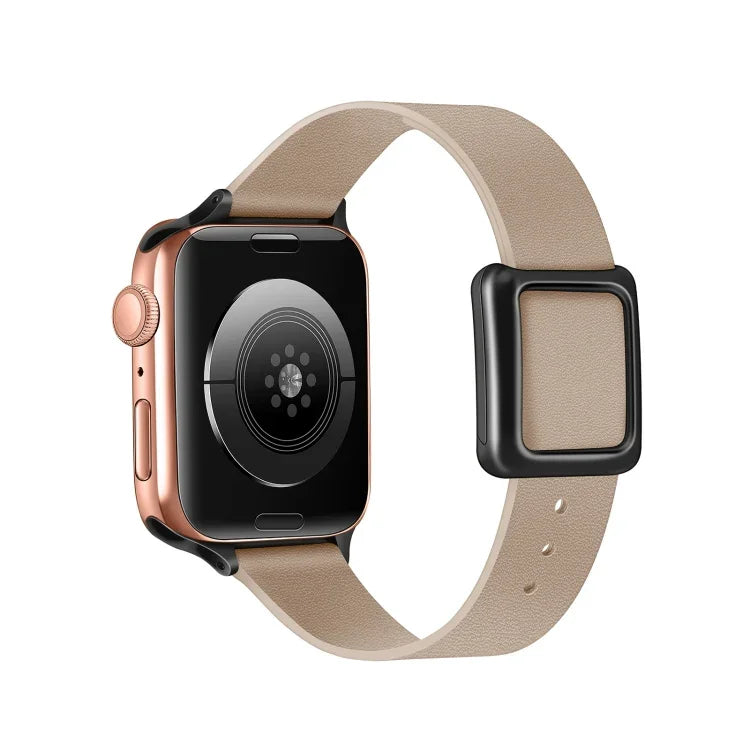 سوار ساعة بمشبك مربع مغناطيسي أسود لسلسلة Apple Watch، 7 45مم / 6&SE&5&4 44مم / 3&2&1 42مم، 7 41مم / 6&SE&5&4 40مم / 3&2&1 38مم