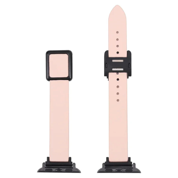 سوار ساعة بمشبك مربع مغناطيسي أسود لسلسلة Apple Watch، 7 45مم / 6&SE&5&4 44مم / 3&2&1 42مم، 7 41مم / 6&SE&5&4 40مم / 3&2&1 38مم