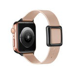 سوار ساعة بمشبك مربع مغناطيسي أسود لسلسلة Apple Watch، 7 45مم / 6&SE&5&4 44مم / 3&2&1 42مم، 7 41مم / 6&SE&5&4 40مم / 3&2&1 38مم