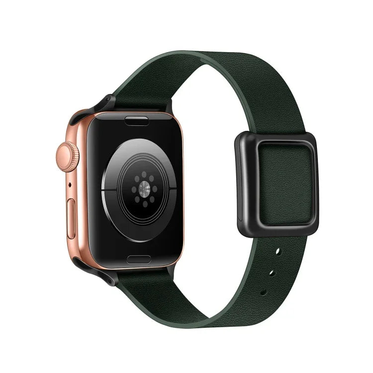 سوار ساعة بمشبك مربع مغناطيسي أسود لسلسلة Apple Watch، 7 45مم / 6&SE&5&4 44مم / 3&2&1 42مم، 7 41مم / 6&SE&5&4 40مم / 3&2&1 38مم