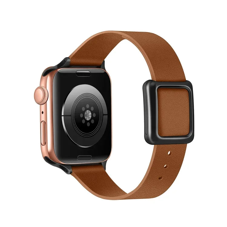 سوار ساعة بمشبك مربع مغناطيسي أسود لسلسلة Apple Watch، 7 45مم / 6&SE&5&4 44مم / 3&2&1 42مم، 7 41مم / 6&SE&5&4 40مم / 3&2&1 38مم