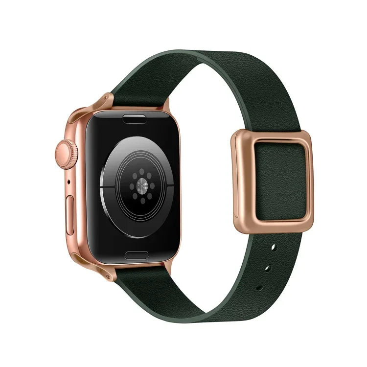 سوار ساعة بمشبك مربع ذهبي وردي مغناطيسي لسلسلة Apple Watch، 7 45مم / 6&SE&5&4 44مم / 3&2&1 42مم، 7 41مم / 6&SE&5&4 40مم / 3&2&1 38مم