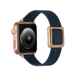 سوار ساعة بمشبك مربع ذهبي وردي مغناطيسي لسلسلة Apple Watch، 7 45مم / 6&SE&5&4 44مم / 3&2&1 42مم، 7 41مم / 6&SE&5&4 40مم / 3&2&1 38مم