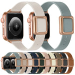 سوار ساعة بمشبك مربع ذهبي وردي مغناطيسي لسلسلة Apple Watch، 7 45مم / 6&SE&5&4 44مم / 3&2&1 42مم، 7 41مم / 6&SE&5&4 40مم / 3&2&1 38مم