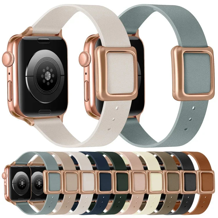 سوار ساعة بمشبك مربع ذهبي وردي مغناطيسي لسلسلة Apple Watch، 7 45مم / 6&SE&5&4 44مم / 3&2&1 42مم، 7 41مم / 6&SE&5&4 40مم / 3&2&1 38مم