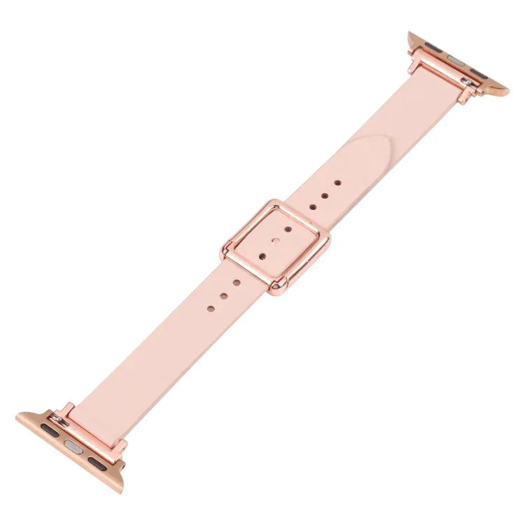 سوار ساعة بمشبك مربع ذهبي وردي مغناطيسي لسلسلة Apple Watch، 7 45مم / 6&SE&5&4 44مم / 3&2&1 42مم، 7 41مم / 6&SE&5&4 40مم / 3&2&1 38مم