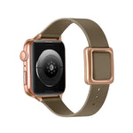 سوار ساعة بمشبك مربع ذهبي وردي مغناطيسي لسلسلة Apple Watch، 7 45مم / 6&SE&5&4 44مم / 3&2&1 42مم، 7 41مم / 6&SE&5&4 40مم / 3&2&1 38مم