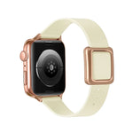 سوار ساعة بمشبك مربع ذهبي وردي مغناطيسي لسلسلة Apple Watch، 7 45مم / 6&SE&5&4 44مم / 3&2&1 42مم، 7 41مم / 6&SE&5&4 40مم / 3&2&1 38مم