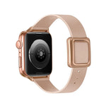 سوار ساعة بمشبك مربع ذهبي وردي مغناطيسي لسلسلة Apple Watch، 7 45مم / 6&SE&5&4 44مم / 3&2&1 42مم، 7 41مم / 6&SE&5&4 40مم / 3&2&1 38مم