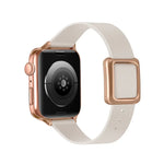 سوار ساعة بمشبك مربع ذهبي وردي مغناطيسي لسلسلة Apple Watch، 7 45مم / 6&SE&5&4 44مم / 3&2&1 42مم، 7 41مم / 6&SE&5&4 40مم / 3&2&1 38مم