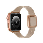 سوار ساعة بمشبك مربع ذهبي وردي مغناطيسي لسلسلة Apple Watch، 7 45مم / 6&SE&5&4 44مم / 3&2&1 42مم، 7 41مم / 6&SE&5&4 40مم / 3&2&1 38مم
