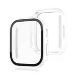 غطاء حماية مقاوم للماء 2 في 1 بإطار بلاستيكي وزجاج مقوى، لسلسلة Apple Watch 9 / 8 / 7 45مم، لسلسلة Apple Watch 9 / 8 / 7 41مم، لسلسلة Apple Watch 6 / 5 / 4 / SE 44مم، لسلسلة Apple Watch 6 / 5 / 4 / SE 40مم