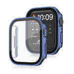 غطاء حماية مقاوم للماء 2 في 1 بإطار بلاستيكي وزجاج مقوى، لسلسلة Apple Watch 9 / 8 / 7 45مم، لسلسلة Apple Watch 9 / 8 / 7 41مم، لسلسلة Apple Watch 6 / 5 / 4 / SE 44مم، لسلسلة Apple Watch 6 / 5 / 4 / SE 40مم