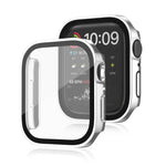 غطاء حماية مقاوم للماء 2 في 1 بإطار بلاستيكي وزجاج مقوى، لسلسلة Apple Watch 9 / 8 / 7 45مم، لسلسلة Apple Watch 9 / 8 / 7 41مم، لسلسلة Apple Watch 6 / 5 / 4 / SE 44مم، لسلسلة Apple Watch 6 / 5 / 4 / SE 40مم