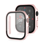 غطاء حماية مقاوم للماء مع ملمس مطفي 2 في 1 بإطار بلاستيكي وزجاج مقوى، لسلسلة Apple Watch 9 / 8 / 7 45مم، لسلسلة Apple Watch 9 / 8 / 7 41مم، لسلسلة Apple Watch 6 / 5 / 4 / SE 44مم، لسلسلة Apple Watch 6 / 5 / 4 / SE 40مم