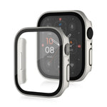 غطاء حماية مقاوم للماء مع ملمس مطفي 2 في 1 بإطار بلاستيكي وزجاج مقوى، لسلسلة Apple Watch 9 / 8 / 7 45مم، لسلسلة Apple Watch 9 / 8 / 7 41مم، لسلسلة Apple Watch 6 / 5 / 4 / SE 44مم، لسلسلة Apple Watch 6 / 5 / 4 / SE 40مم