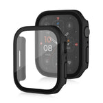 غطاء حماية مقاوم للماء مع ملمس مطفي 2 في 1 بإطار بلاستيكي وزجاج مقوى، لسلسلة Apple Watch 9 / 8 / 7 45مم، لسلسلة Apple Watch 9 / 8 / 7 41مم، لسلسلة Apple Watch 6 / 5 / 4 / SE 44مم، لسلسلة Apple Watch 6 / 5 / 4 / SE 40مم