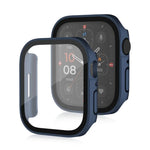 غطاء حماية مقاوم للماء مع ملمس مطفي 2 في 1 بإطار بلاستيكي وزجاج مقوى، لسلسلة Apple Watch 9 / 8 / 7 45مم، لسلسلة Apple Watch 9 / 8 / 7 41مم، لسلسلة Apple Watch 6 / 5 / 4 / SE 44مم، لسلسلة Apple Watch 6 / 5 / 4 / SE 40مم