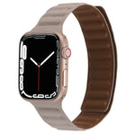 سوار ساعة جلد رفيع بحلقة مغناطيسية بلونين لسلسلة Apple Watch، 7 45مم / 6&SE&5&4 44مم / 3&2&1 42مم، 7 41مم / 6&SE&5&4 40مم / 3&2&1 38مم