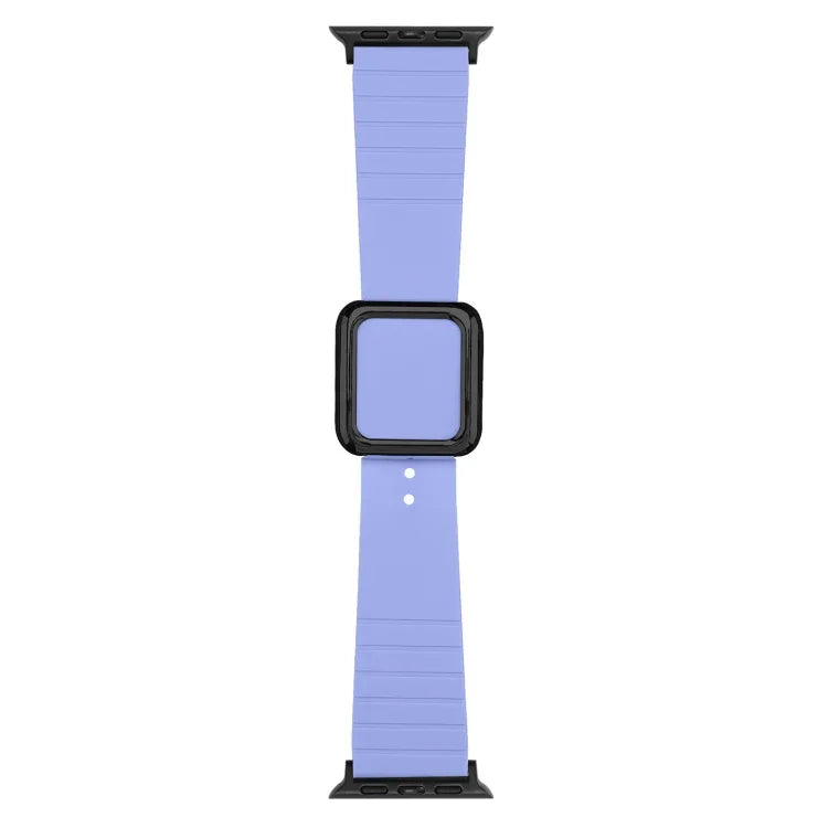 سوار ساعة سيليكون بمشبك مربع أسود لسلسلة Apple Watch، 7 45مم / 6&SE&5&4 44مم / 3&2&1 42مم، 7 41مم / 6&SE&5&4 40مم / 3&2&1 38مم