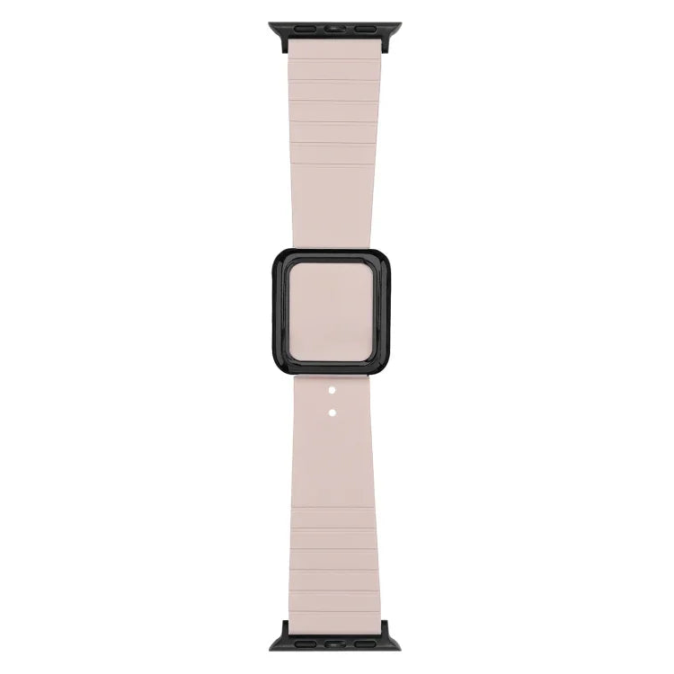 سوار ساعة سيليكون بمشبك مربع أسود لسلسلة Apple Watch، 7 45مم / 6&SE&5&4 44مم / 3&2&1 42مم، 7 41مم / 6&SE&5&4 40مم / 3&2&1 38مم