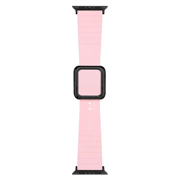سوار ساعة سيليكون بمشبك مربع أسود لسلسلة Apple Watch، 7 45مم / 6&SE&5&4 44مم / 3&2&1 42مم، 7 41مم / 6&SE&5&4 40مم / 3&2&1 38مم