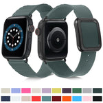 سوار ساعة سيليكون بمشبك مربع أسود لسلسلة Apple Watch، 7 45مم / 6&SE&5&4 44مم / 3&2&1 42مم، 7 41مم / 6&SE&5&4 40مم / 3&2&1 38مم