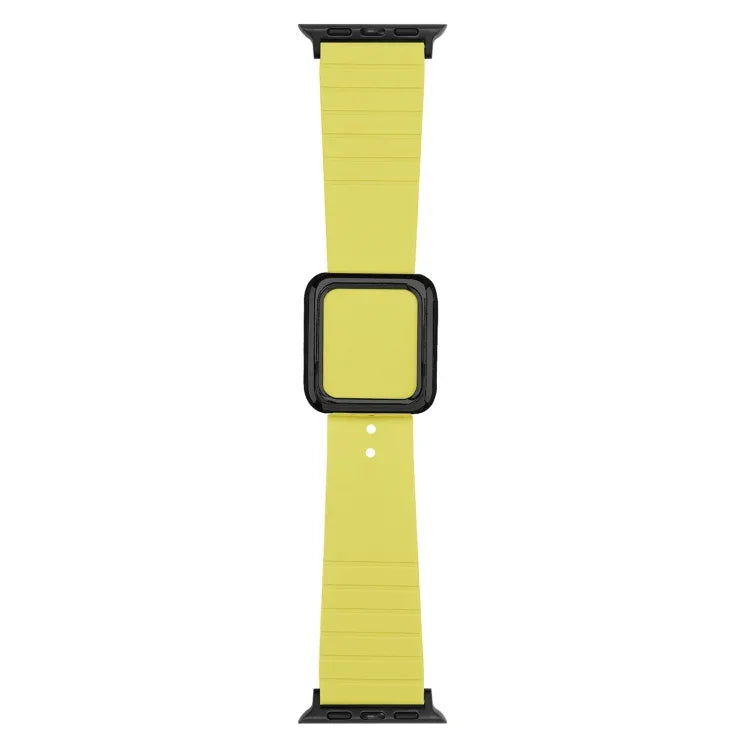 سوار ساعة سيليكون بمشبك مربع أسود لسلسلة Apple Watch، 7 45مم / 6&SE&5&4 44مم / 3&2&1 42مم، 7 41مم / 6&SE&5&4 40مم / 3&2&1 38مم