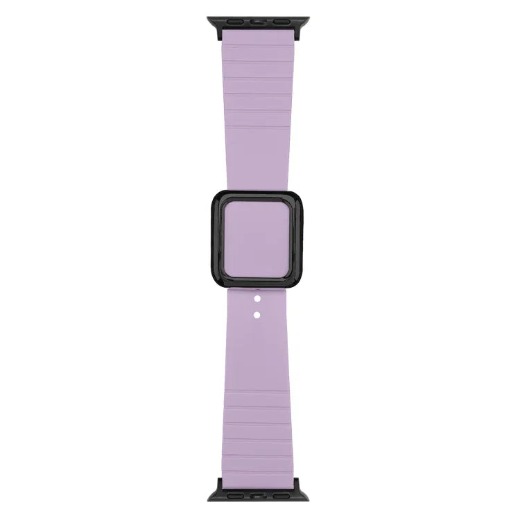 سوار ساعة سيليكون بمشبك مربع أسود لسلسلة Apple Watch، 7 45مم / 6&SE&5&4 44مم / 3&2&1 42مم، 7 41مم / 6&SE&5&4 40مم / 3&2&1 38مم