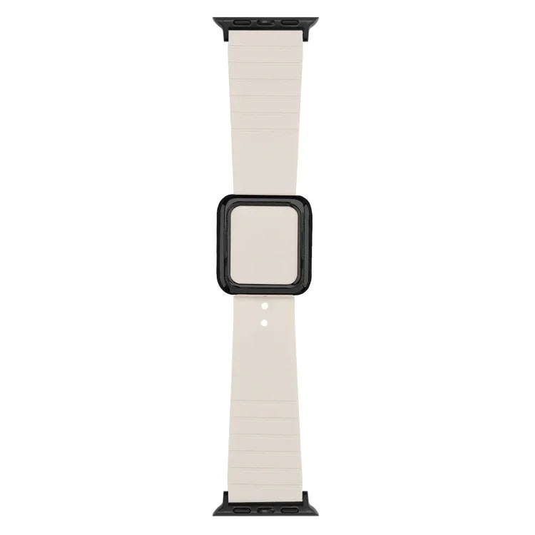 سوار ساعة سيليكون بمشبك مربع أسود لسلسلة Apple Watch، 7 45مم / 6&SE&5&4 44مم / 3&2&1 42مم، 7 41مم / 6&SE&5&4 40مم / 3&2&1 38مم