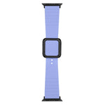 سوار ساعة سيليكون بمشبك مربع أسود لسلسلة Apple Watch، 7 45مم / 6&SE&5&4 44مم / 3&2&1 42مم، 7 41مم / 6&SE&5&4 40مم / 3&2&1 38مم