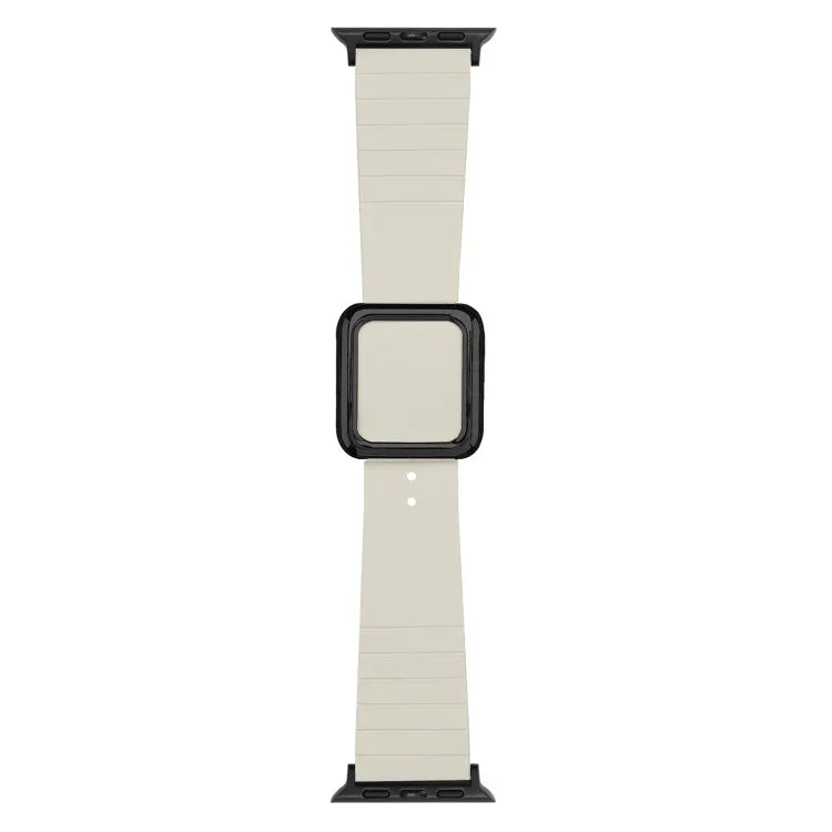 سوار ساعة سيليكون بمشبك مربع أسود لسلسلة Apple Watch، 7 45مم / 6&SE&5&4 44مم / 3&2&1 42مم، 7 41مم / 6&SE&5&4 40مم / 3&2&1 38مم