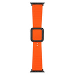 سوار ساعة سيليكون بمشبك مربع أسود لسلسلة Apple Watch، 7 45مم / 6&SE&5&4 44مم / 3&2&1 42مم، 7 41مم / 6&SE&5&4 40مم / 3&2&1 38مم