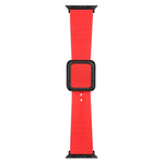 سوار ساعة سيليكون بمشبك مربع أسود لسلسلة Apple Watch، 7 45مم / 6&SE&5&4 44مم / 3&2&1 42مم، 7 41مم / 6&SE&5&4 40مم / 3&2&1 38مم