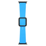 سوار ساعة سيليكون بمشبك مربع أسود لسلسلة Apple Watch، 7 45مم / 6&SE&5&4 44مم / 3&2&1 42مم، 7 41مم / 6&SE&5&4 40مم / 3&2&1 38مم