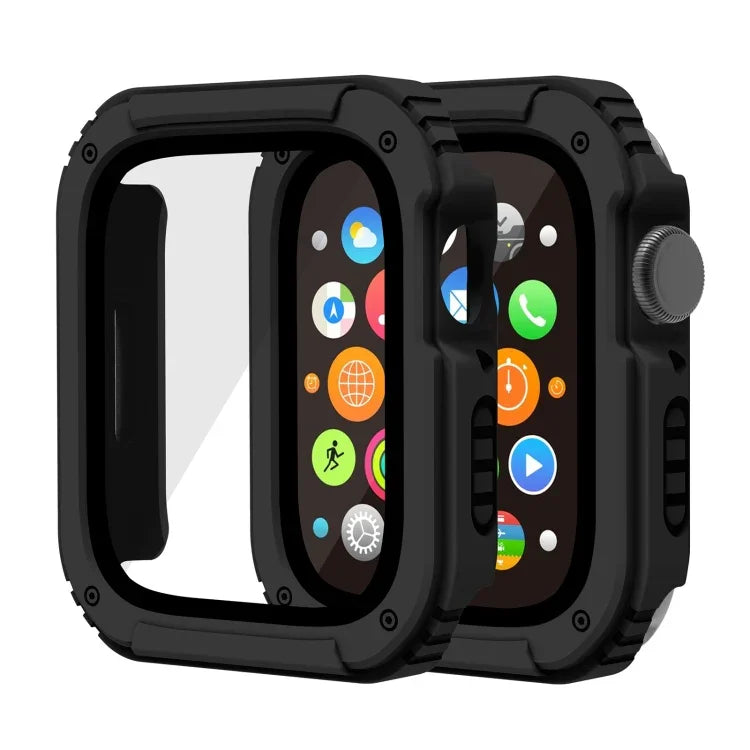 غطاء حماية بشاشة زجاج مقوى 2 في 1، لسلسلة Apple Watch 9 / 8 / 7 45مم، لسلسلة Apple Watch 9 / 8 / 7 41مم، لسلسلة Apple Watch 6 / 5 / 4 / SE 44مم، لسلسلة Apple Watch 6 / 5 / 4 / SE 40مم، لسلسلة Apple Watch 3 & 2 & 1 42...